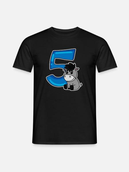 5 år - 5 års fødselsdag med dyremotiv - Mænd T-shirt - sort