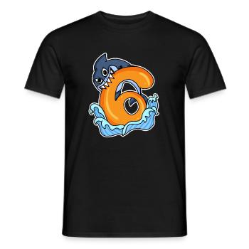 6 Jahre alt - 6. Geburtstag mit Tier Motiv - Hai - Männer T-Shirt - Schwarz - Vorne - AI Model Male 178 light (178cm)
