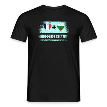 France et Bulgarie Drapeau 100% génial - T-shirt homme - noir - Devant - AI Model Male 178 light (178cm)