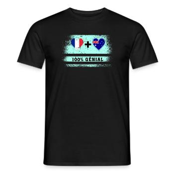 Drapeau France et Australie 100% génial - T-shirt homme - noir - Devant - AI Model Male 178 light (178cm)