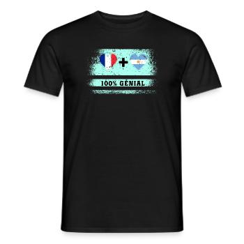 Drapeau de la France et de l'Argentine 100% génial - T-shirt homme - noir - Devant - AI Model Male 178 light (178cm)