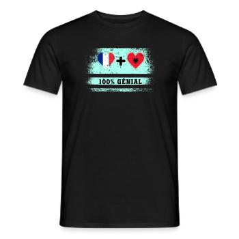 Drapeau France et Albanie 100% génial - T-shirt homme - noir - Devant - AI Model Male 178 light (178cm)