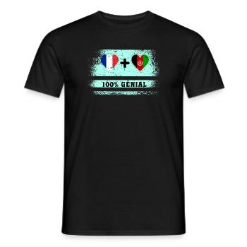 Drapeau France et Afghanistan 100% génial - T-shirt homme - noir - Devant - AI Model Male 178 light (178cm)