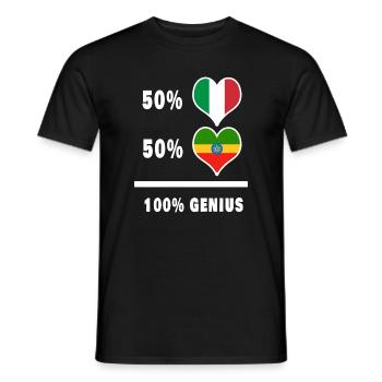 Ethiopia and Italy flags 100% genius - Men's T-Shirt - black - Front - AI Model Male 178 light (178cm)