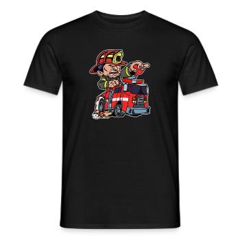Feuerwehr Feuerwehrmann Lebensretter Feuerwehrauto - Männer T-Shirt - Schwarz - Vorne - AI Model Male 178 light (178cm)