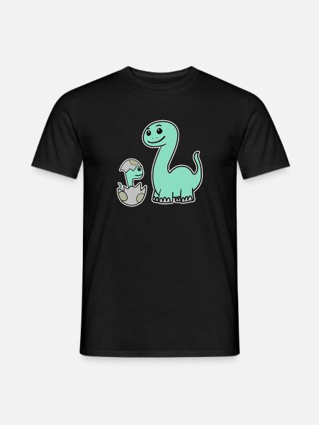 Dinosaur with baby dinosaur - Men's T-Shirt - black