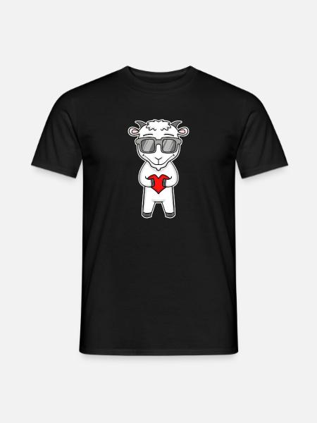 Ziege mit Sonnenbrille und Herz - Ziege Liebe - Männer T-Shirt - Schwarz