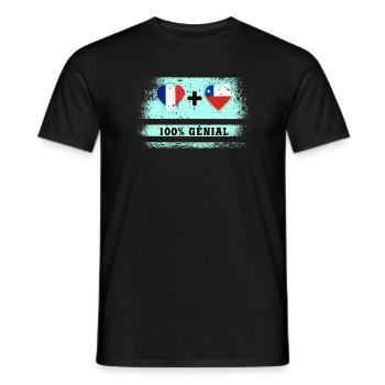 Drapeau France et Chili 100% génial - T-shirt homme - noir - Devant - AI Model Male 178 light (178cm)