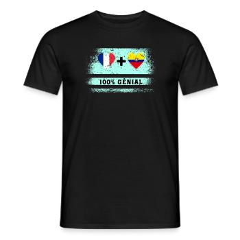 Flag France and Ecuador 100% awesome - Men's T-Shirt - black - Front - AI Model Male 178 light (178cm)