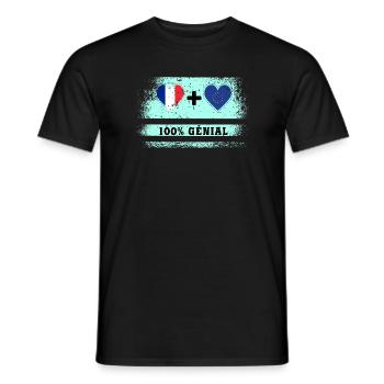 Drapeau France et Europe 100% génial - T-shirt homme - noir - Devant - AI Model Male 178 light (178cm)