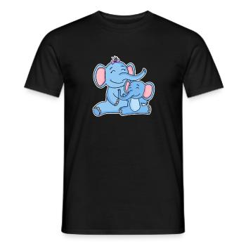 Elefant Familie - Elefant mit Baby - Elefant Motiv - Männer T-Shirt - Schwarz - Vorne - AI Model Male 178 light (178cm)