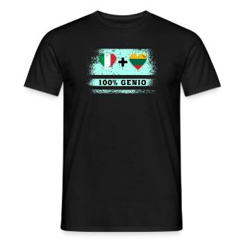 Italy and Lithuania 100% genius flag - Men's T-Shirt - black - Front - AI Model Male 178 light (178cm)
