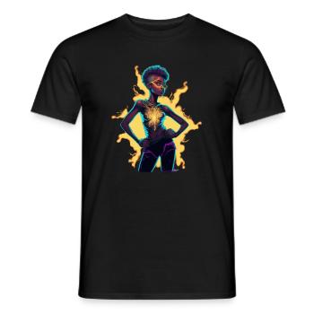 Glowing Energy Consciousness Figure - Men's T-Shirt - black - Front - AI Model Male 178 light (178cm)
