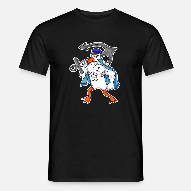 Nordsee Möwe mit Anker - Männer T-Shirt - Schwarz