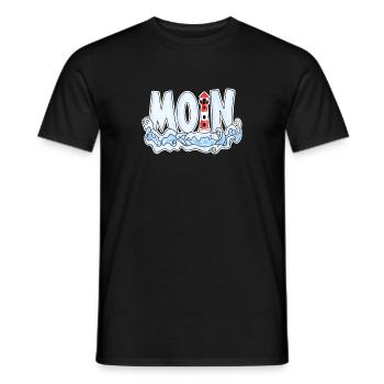 Plattdeutsch Moin Leuchtturm Küste See Meer - Männer T-Shirt - Schwarz - Vorne - AI Model Male 178 light (178cm)