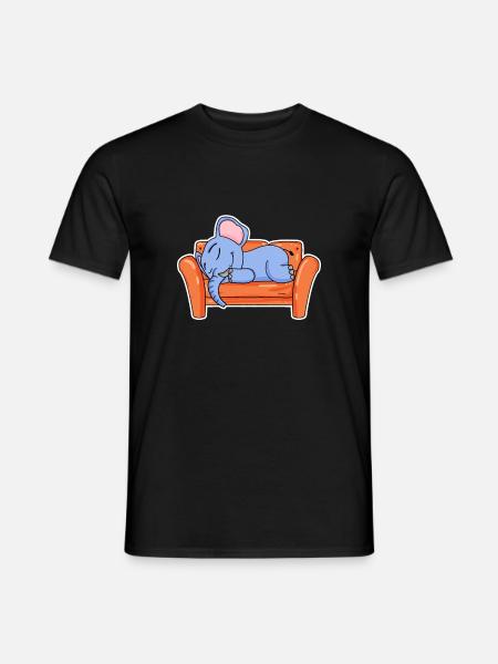 Éléphant couché mignon sommeil - T-shirt homme - noir