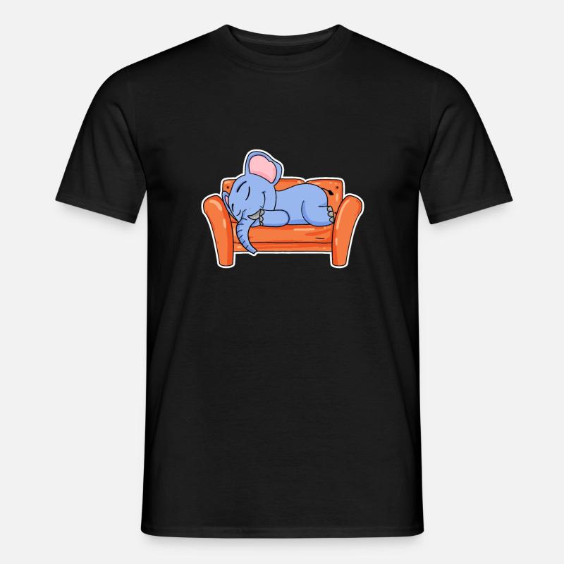 Elephant lying cute sleeping sleep - Men’s T-shirt - black