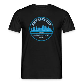 Salt Lake City Skyline Stamp - Men's T-Shirt - black - Front - AI Model Male 178 light (178cm)