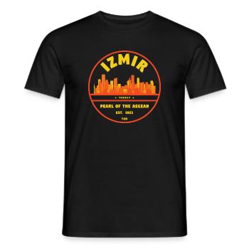 Izmir Skyline Badge – Pearl of the Aegean Sea - Men's T-Shirt - black - Front - AI Model Male 178 light (178cm)