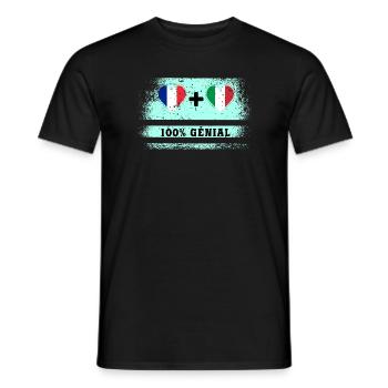 Drapeau France et Italie 100% génial - T-shirt homme - noir - Devant - AI Model Male 178 light (178cm)