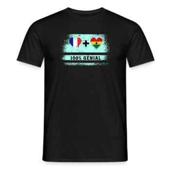 Drapeau France et Ghana 100% génial - T-shirt homme - noir - Devant - AI Model Male 178 light (178cm)