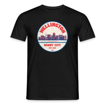 Silhouette de la ville des vents de Wellington - T-shirt homme - noir - Devant - AI Model Male 178 light (178cm)