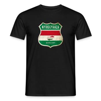 Design du drapeau de Nyíregyháza (Hongrie) - T-shirt homme - noir - Devant - AI Model Male 178 light (178cm)