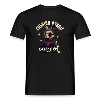Lapin Rockeur en cuir - T-shirt homme - noir - Devant - AI Model Male 178 light (178cm)