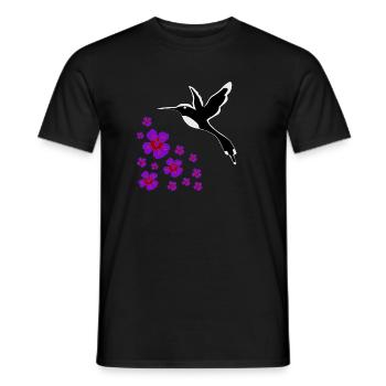 kolibrisilhouette mit blumen, vogelmotive damen - Männer T-Shirt - Schwarz - Vorne - AI Model Male 178 light (178cm)