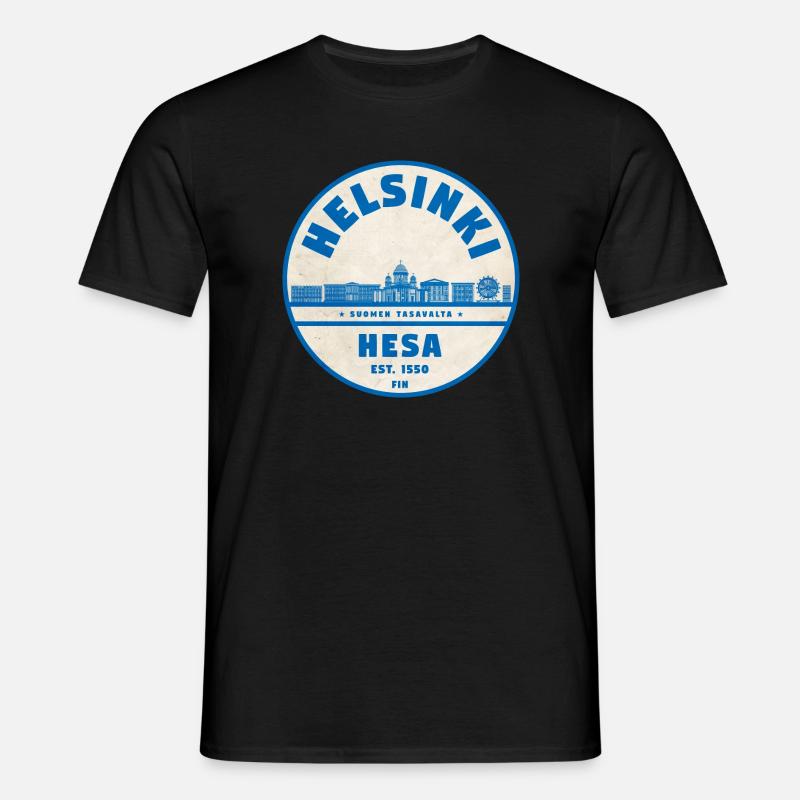Helsinki Skyline Emblem 1550 - Männer T-Shirt - Schwarz