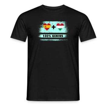 Spain and Hungary flag 100% genius - Men's T-Shirt - black - Front - AI Model Male 178 light (178cm)