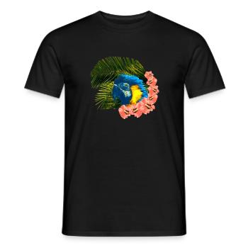 tolle urlaubsoutfits, gelbbrust ara Hibiskus - Männer T-Shirt - Schwarz - Vorne - AI Model Male 178 light (178cm)