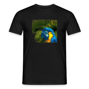 tolle papageien tees, Palmenblätter gelbbrust Ara - Männer T-Shirt - Schwarz - Vorne - AI Model Male 178 light (178cm)