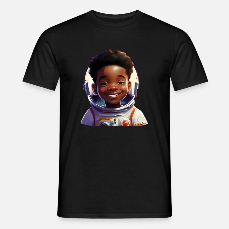 Junge Astronautin Mit Strahlen - Männer T-Shirt - Schwarz