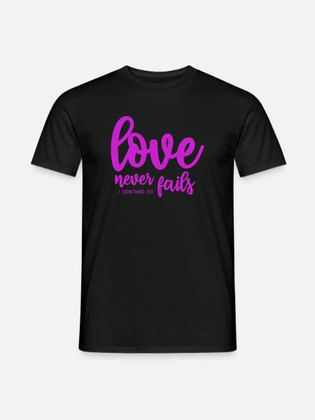 t-shirt liefde faalt nooit bijbel Valentijnsdag - Heren T-shirt - zwart