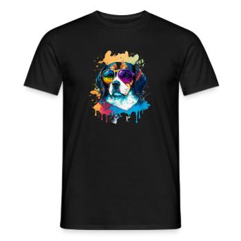 Colorful Cute dog with Sunglasses Animal Design - Männer T-Shirt - Schwarz - Vorne - AI Model Male 178 light (178cm)