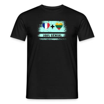 Drapeau France et Lituanie 100% génial - T-shirt homme - noir - Devant - AI Model Male 178 light (178cm)