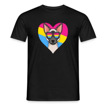 Chat pansexuel Cadeau de cœur siamois - T-shirt homme - noir - Devant - AI Model Male 178 light (178cm)