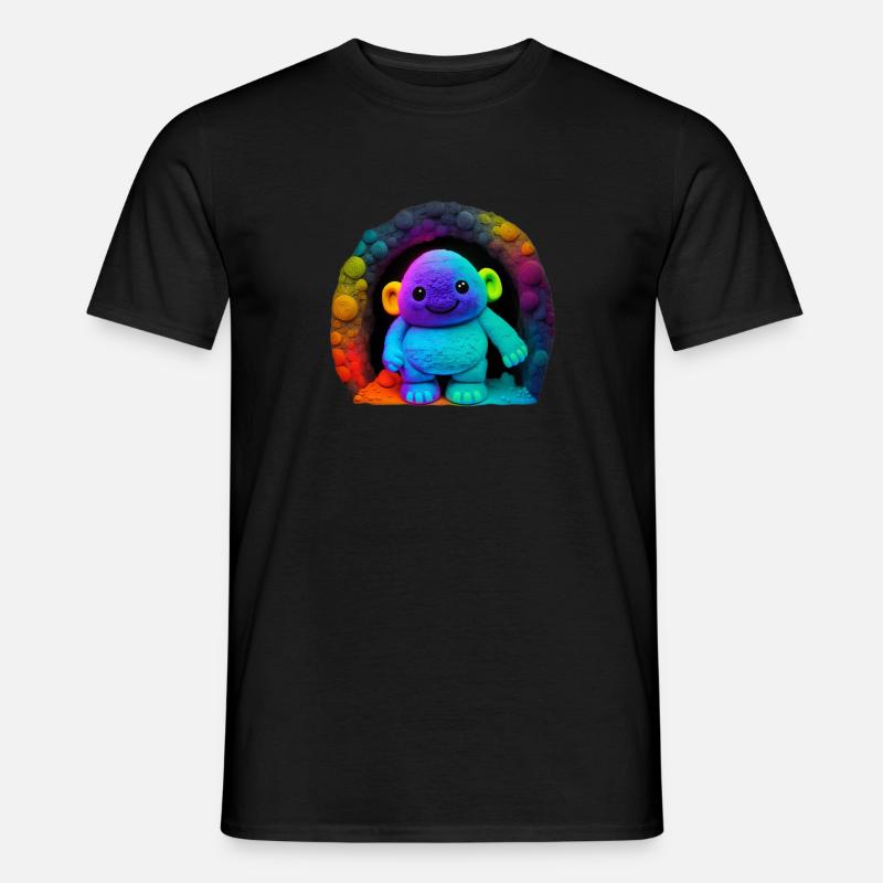Neon Regenbogenaffe im Tunnel - Männer T-Shirt - Schwarz