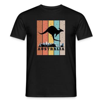 Kangourou sur la ligne d’horizon australienne - T-shirt homme - noir - Devant - AI Model Male 178 light (178cm)