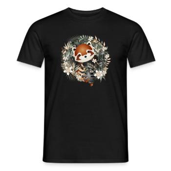 Magical little red panda bear in the jungle - Men's T-Shirt - black - Front - AI Model Male 178 light (178cm)