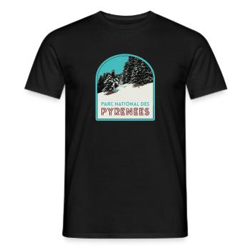 Pyrenees National Park under the snow - Men's T-Shirt - black - Front - AI Model Male 178 light (178cm)