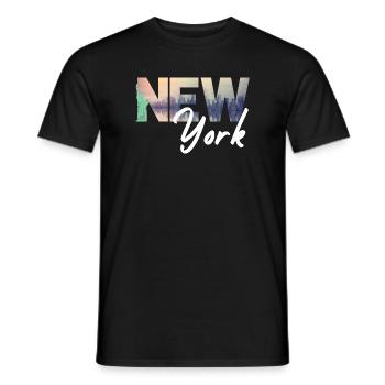 New York Skyline Gradient Text - Men's T-Shirt - black - Front - AI Model Male 178 light (178cm)