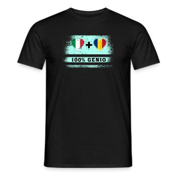 Italy and Romania 100% genius flag - Men's T-Shirt - black - Front - AI Model Male 178 light (178cm)