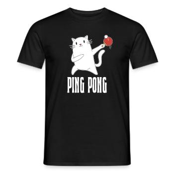 Table Tennis Katze Pingpong Outfit Cat Tischtennis - T-shirt homme - noir - Devant - AI Model Male 178 light (178cm)