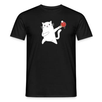Table Tennis Katze Pingpong Outfit Cat Tischtennis - T-shirt homme - noir - Devant - AI Model Male 178 light (178cm)