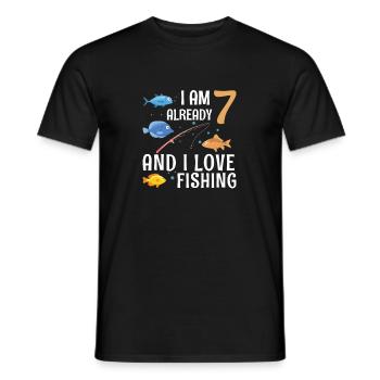 I Am Already 7 And I Love Fishing 7 Year Old 7th - Men's T-Shirt - black - Front - AI Model Male 178 light (178cm)