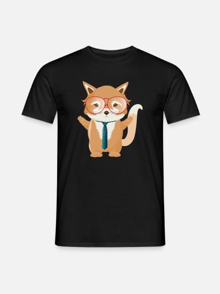 zauberhafter kleiner Fuchs mit Brille und Krawatte - Männer T-Shirt - Schwarz