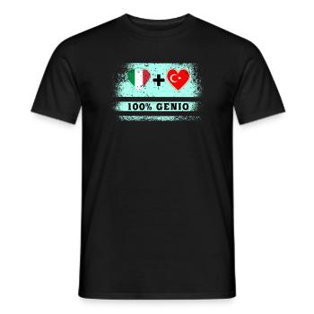 Italie et Turquie 100% drapeau de génie - T-shirt homme - noir - Devant - AI Model Male 178 light (178cm)