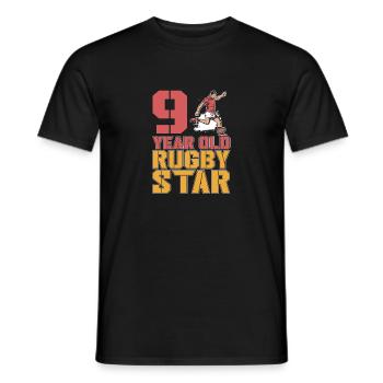 Rugby Football Star 9 Year Old 9th Birthday - Men's T-Shirt - black - Front - AI Model Male 178 light (178cm)